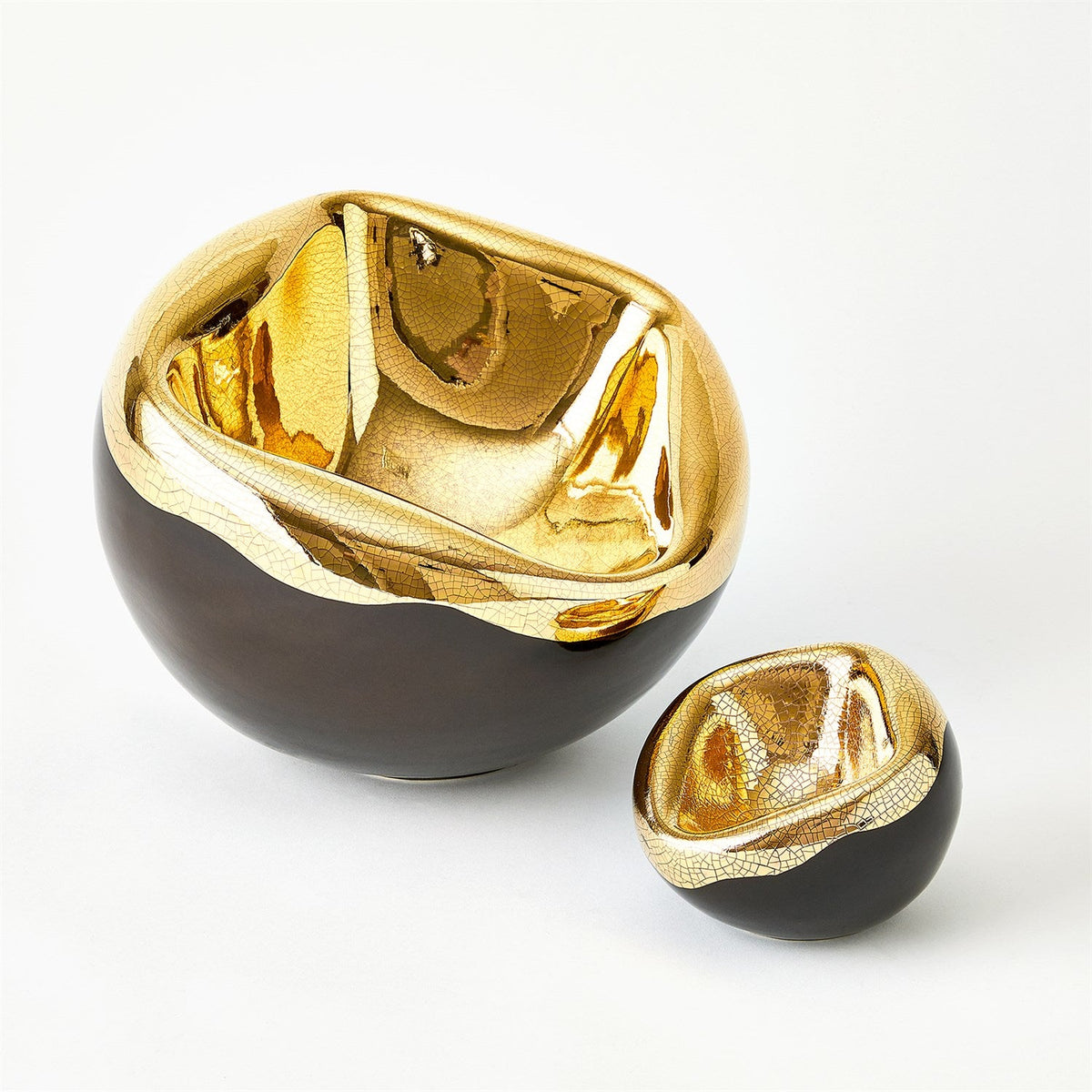 Global Views Gold Crackle Squished Bowl