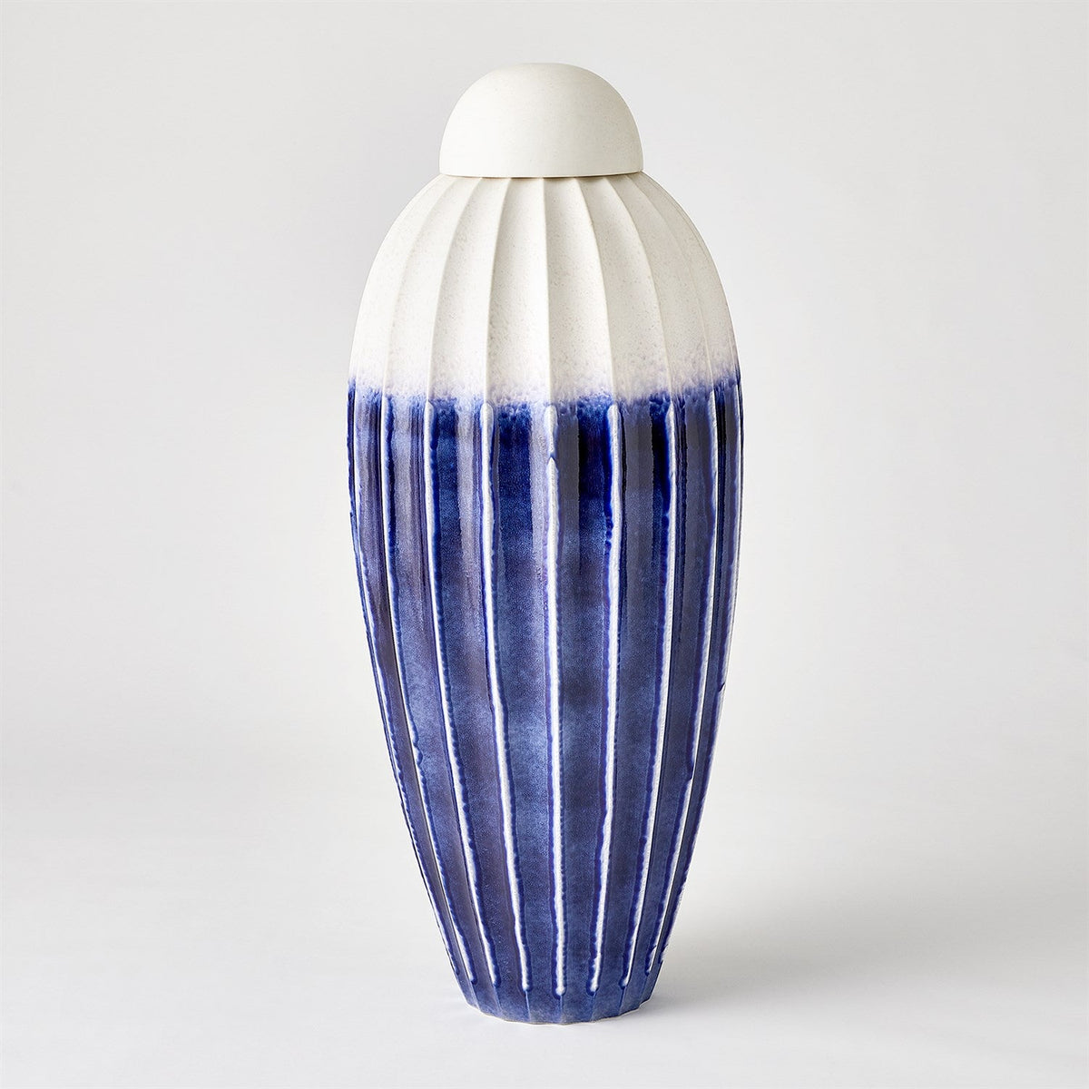 Global Views Cobalt Fluted Jar with Lid