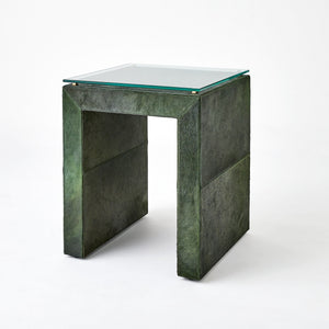 Global Views Green Posh Side Table Hair on Hide