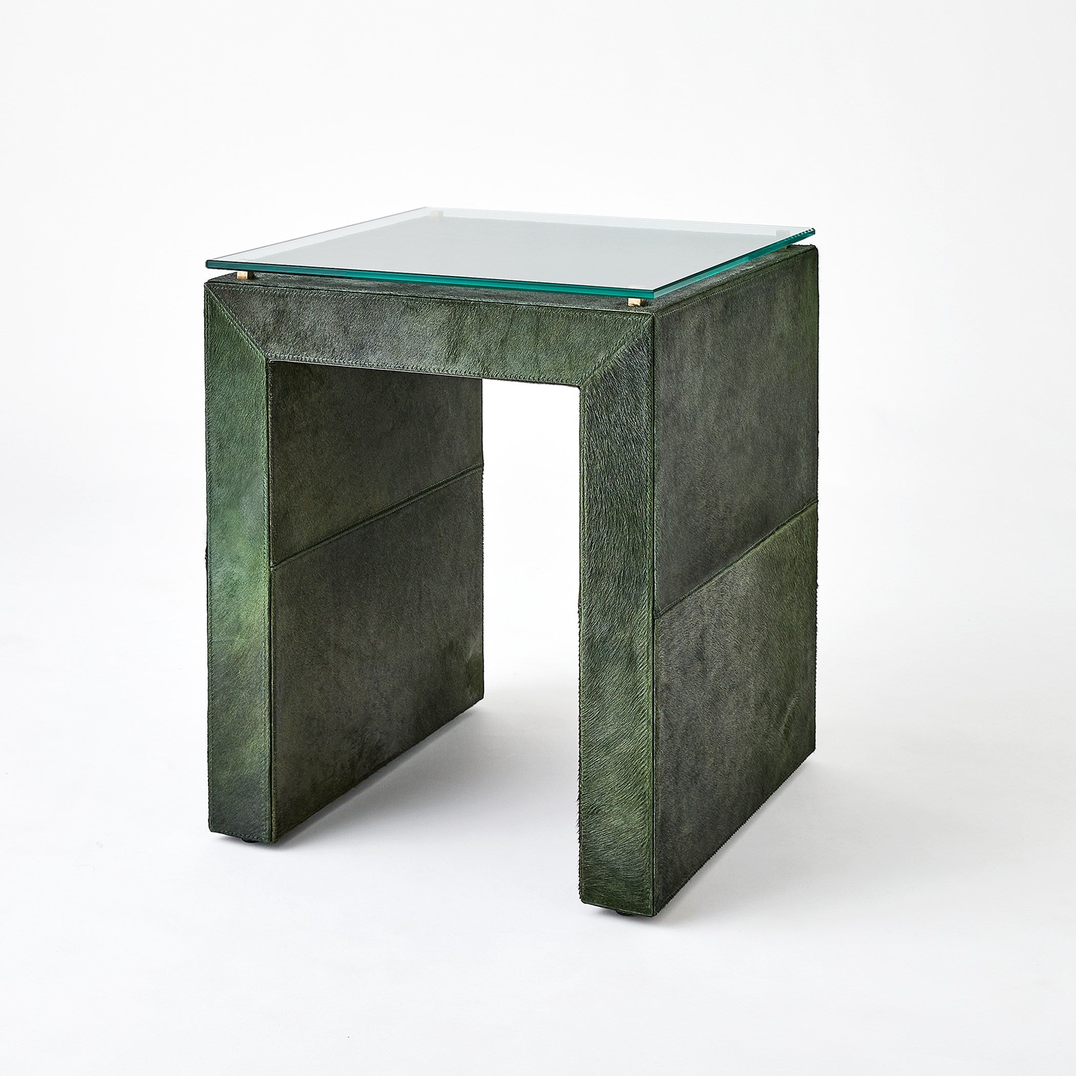 Global Views Green Posh Side Table Hair on Hide