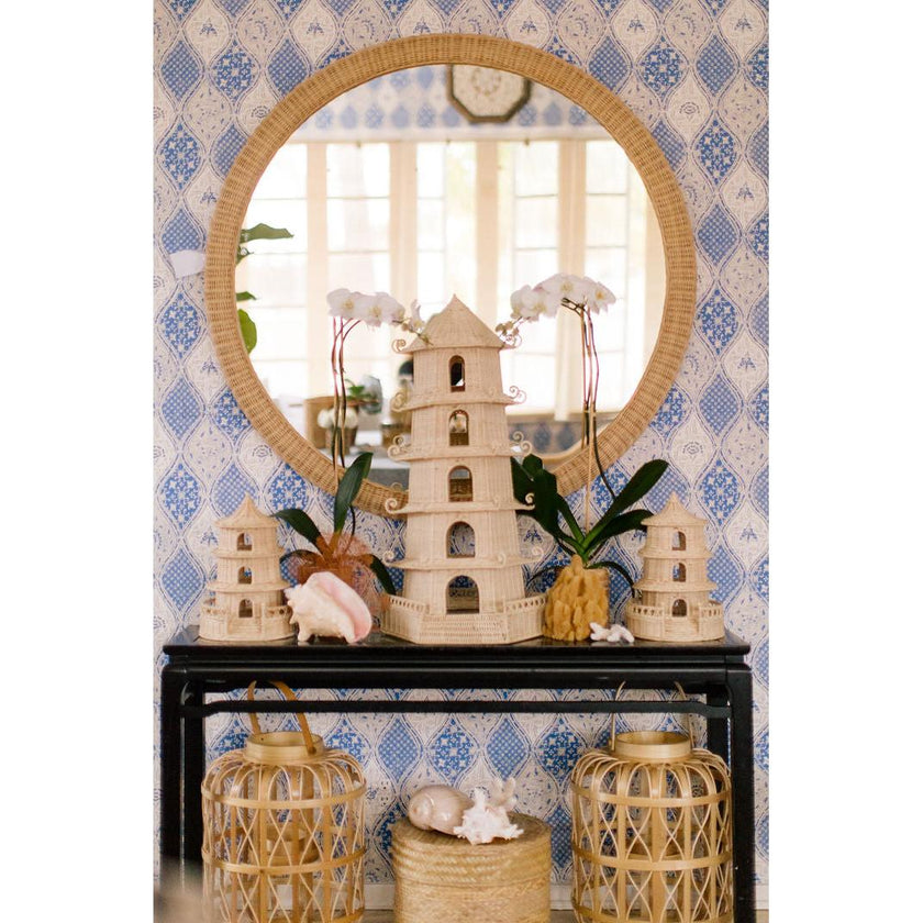 Chelsea House Dunmore Round Wicker Mirror
