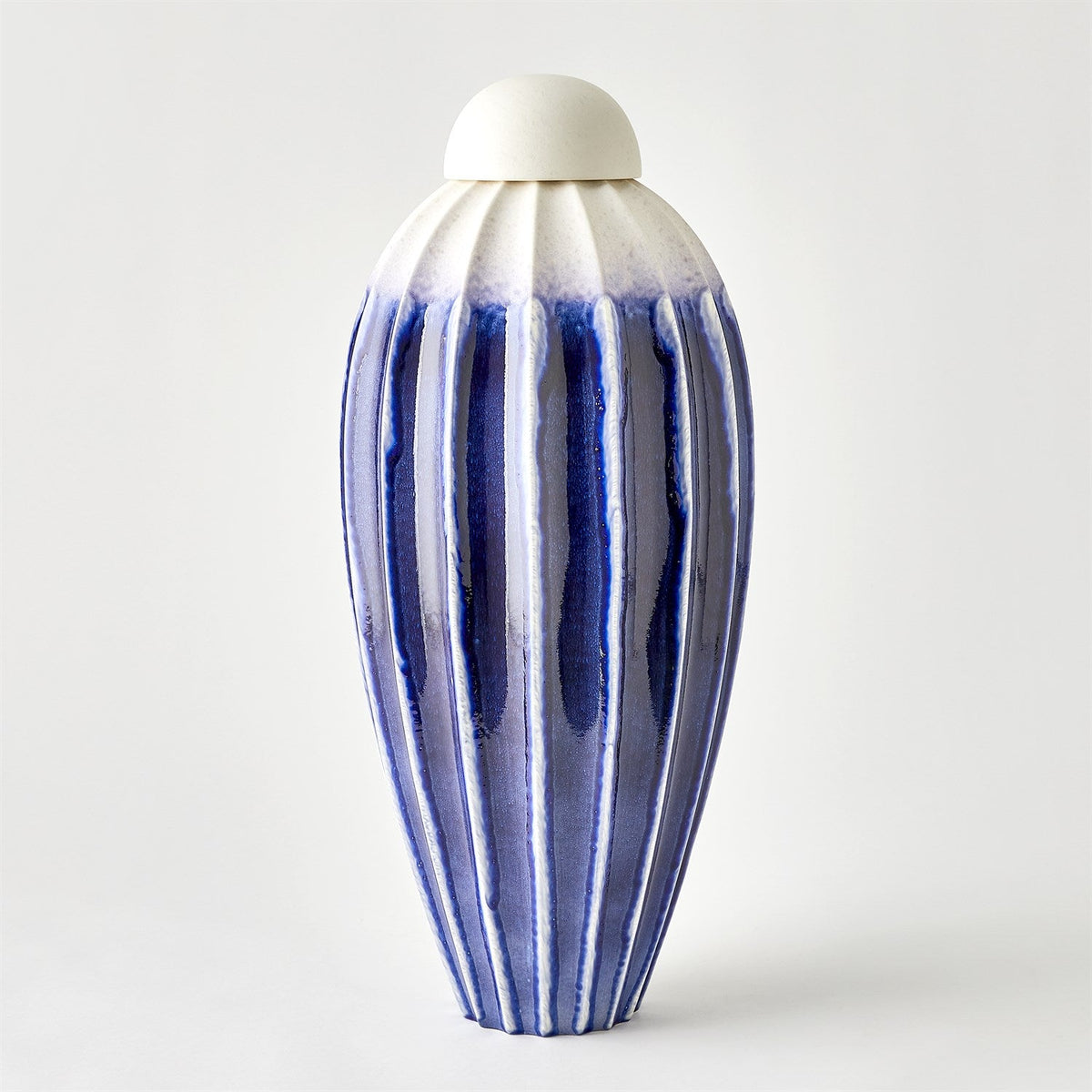 Global Views Cobalt Fluted Jar with Lid