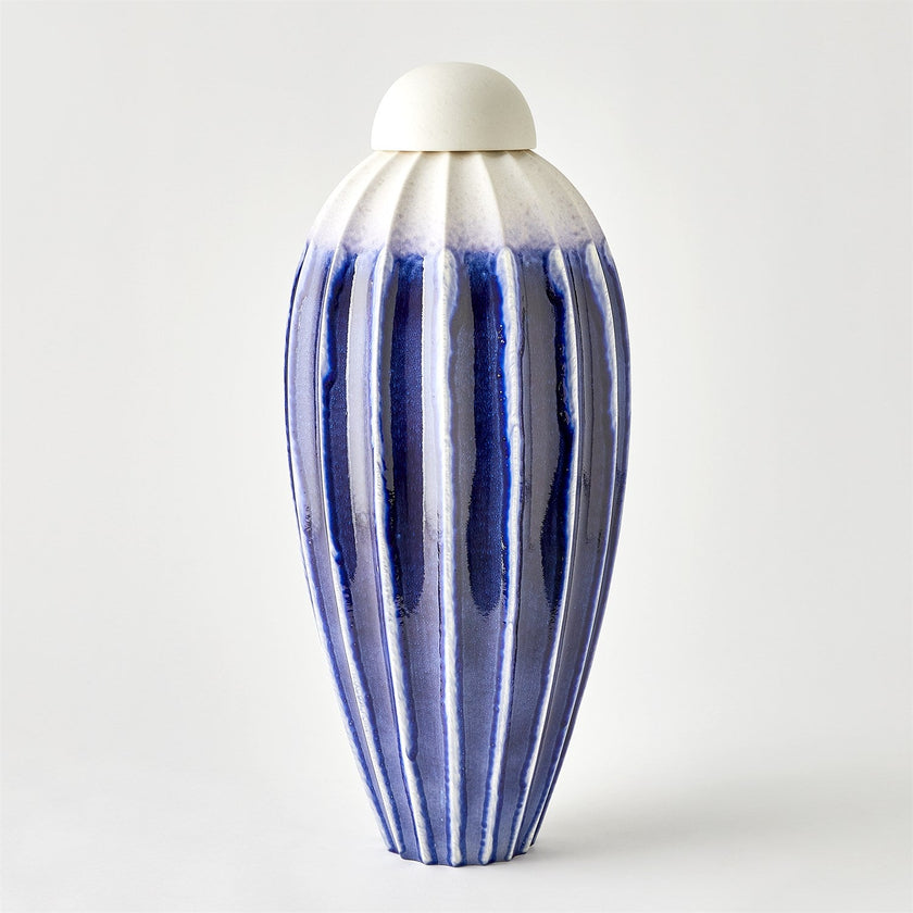 Global Views Cobalt Fluted Jar with Lid