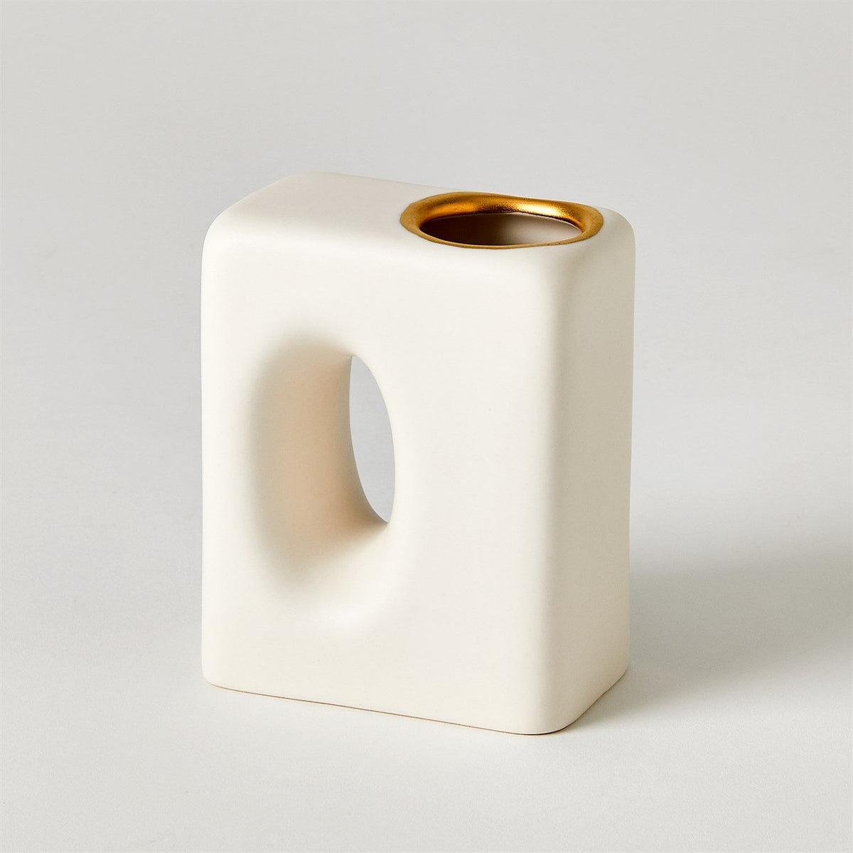 Global Views Matte White Gold Rim Oh Yes Vase