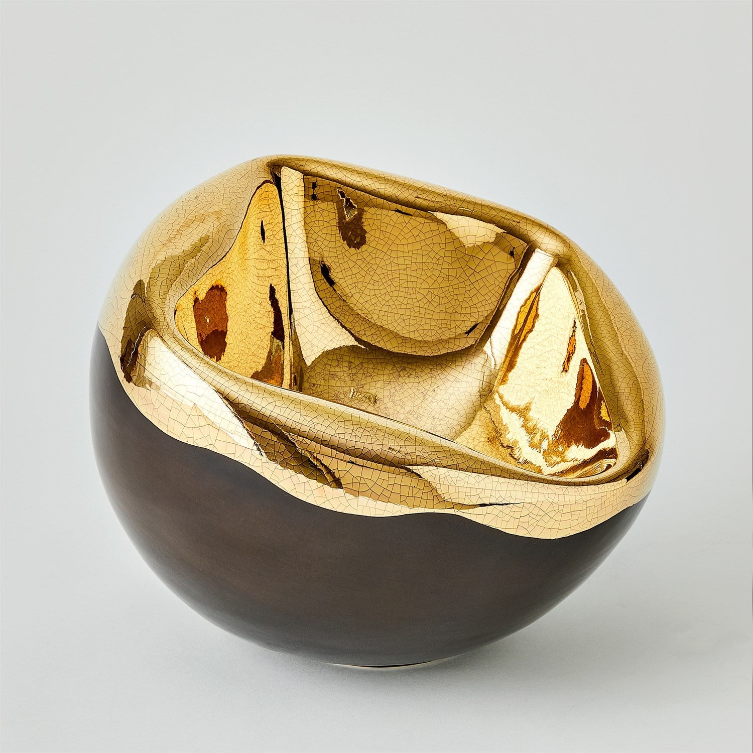 Global Views Gold Crackle Squished Bowl