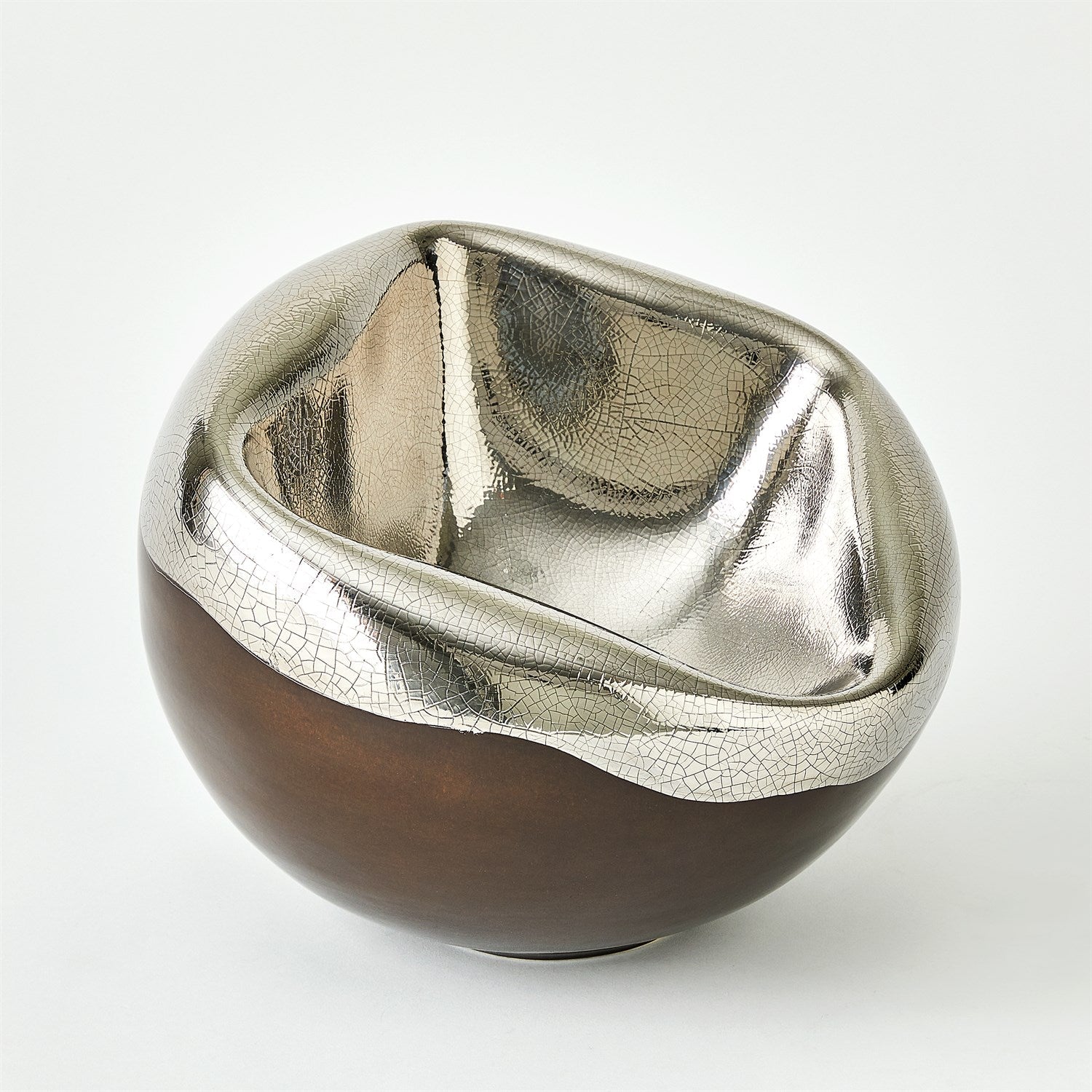 Global Views Platinum Crackle Squished Bowl