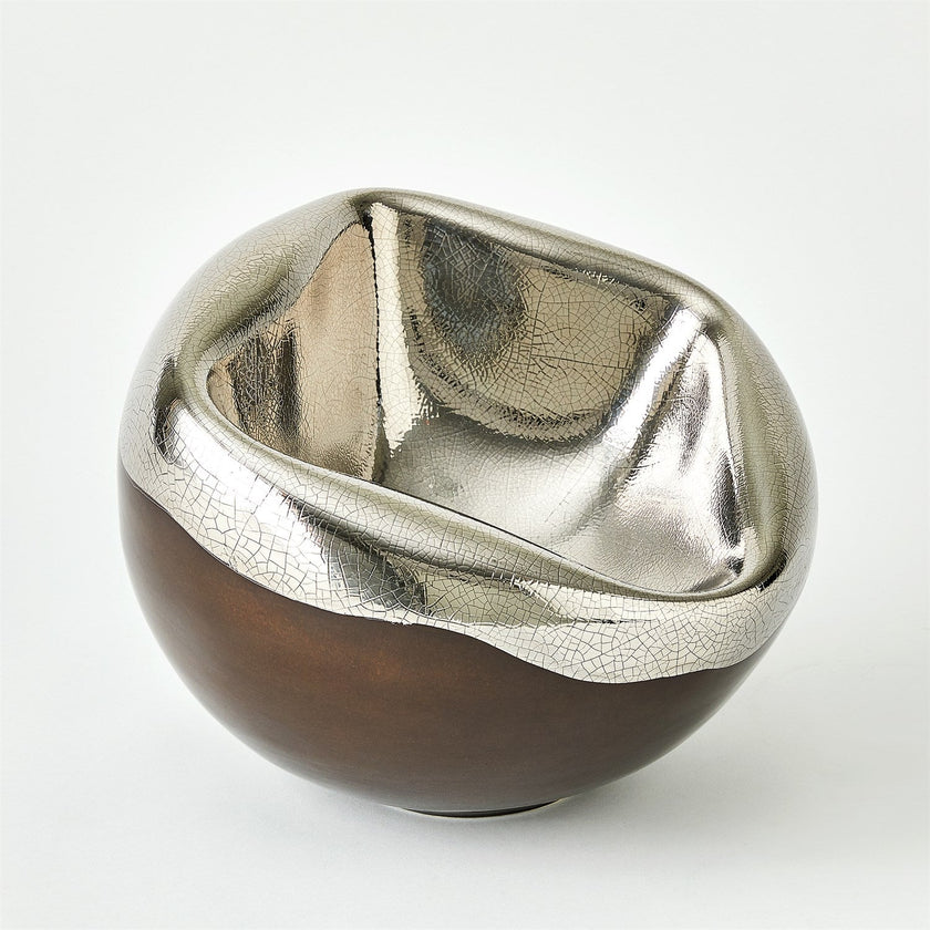 Global Views Platinum Crackle Squished Bowl