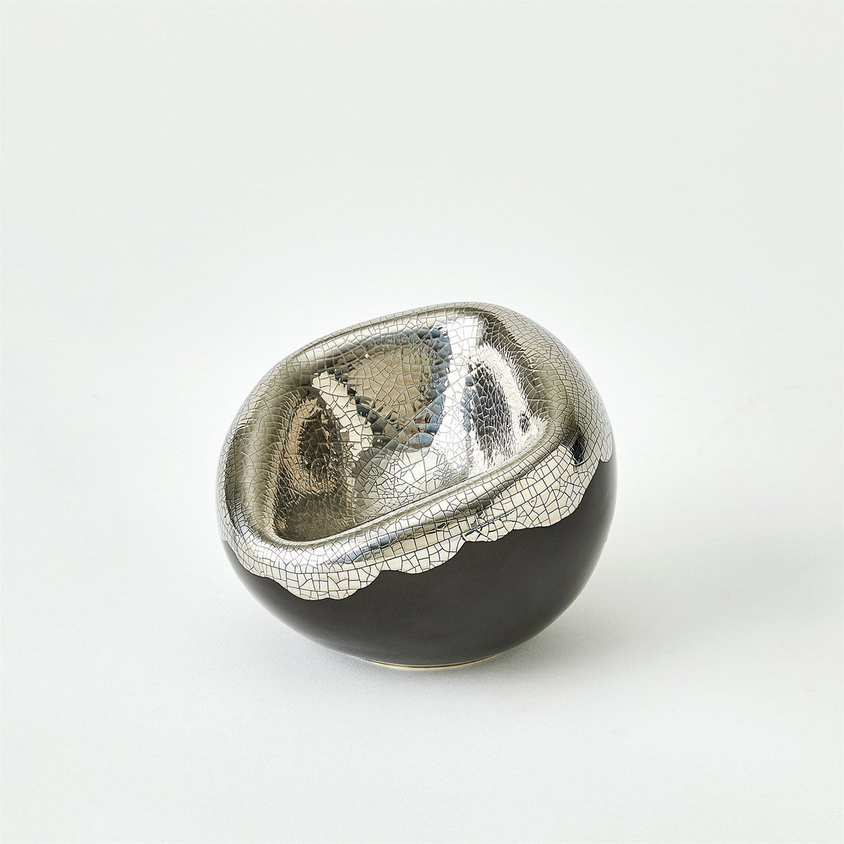 Global Views Platinum Crackle Squished Bowl