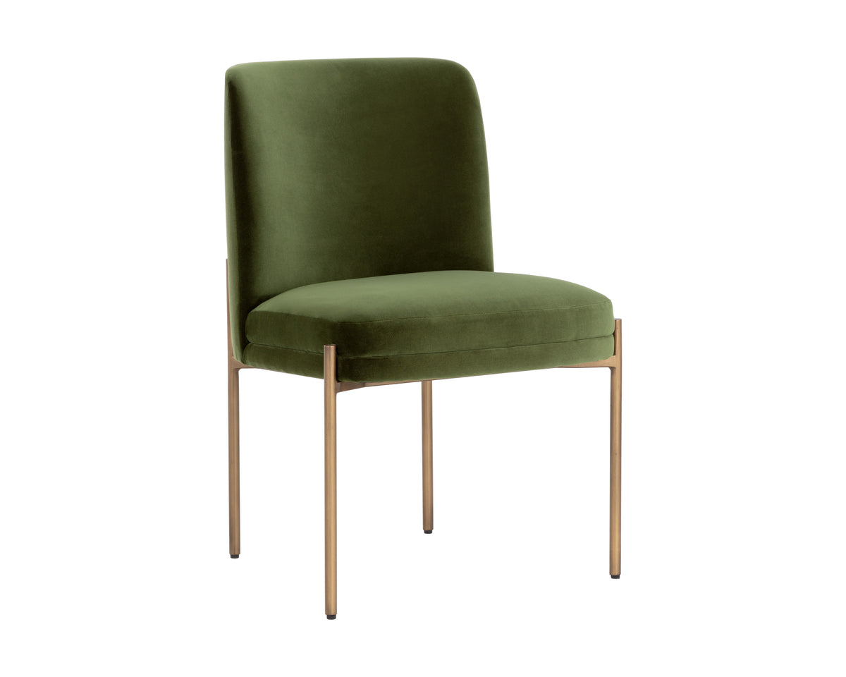 Sunpan Richie Dining Chair - Antique Brass - Forest Green