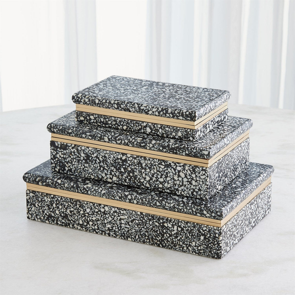 Global Views Black White Terrazzo Box