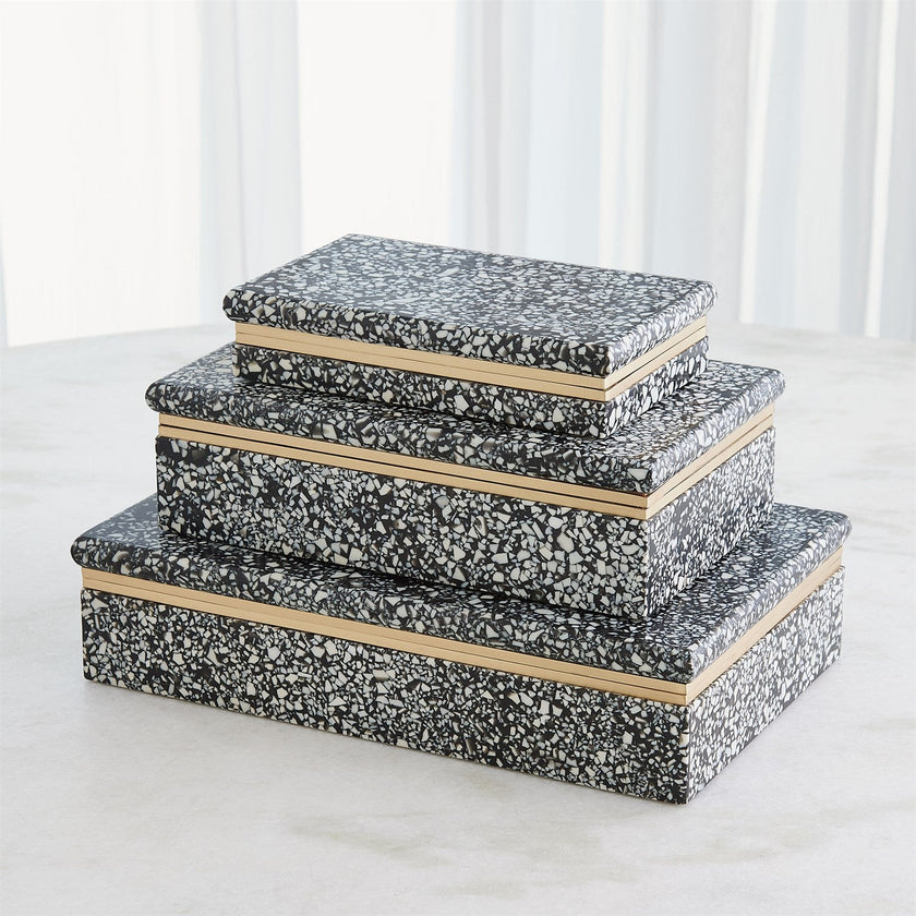 Global Views Black White Terrazzo Box