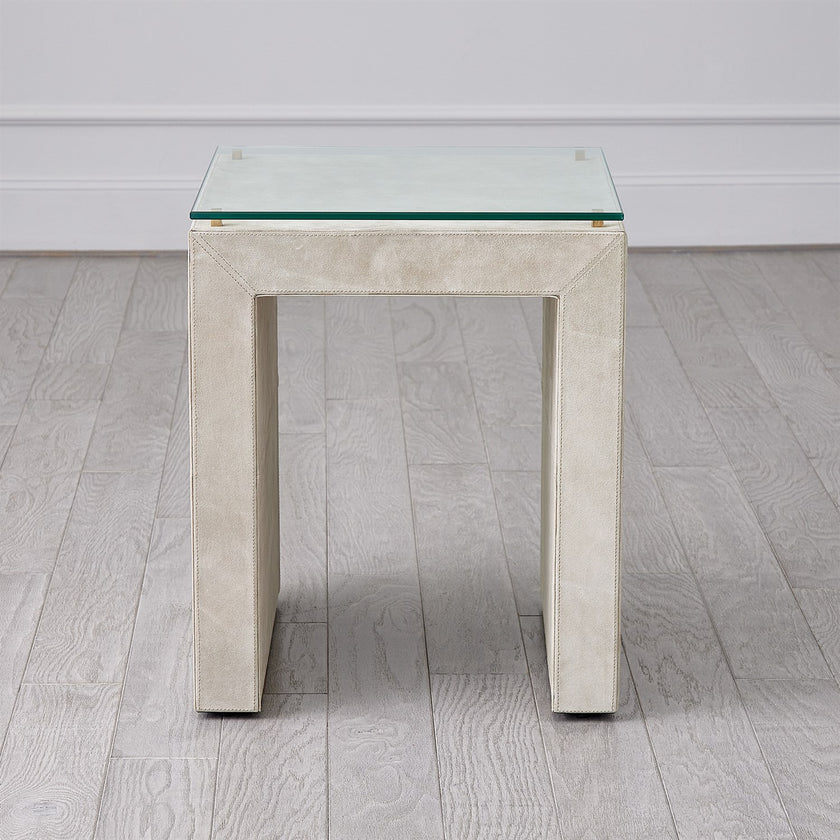 Global Views Posh Parchment Suede Side Table