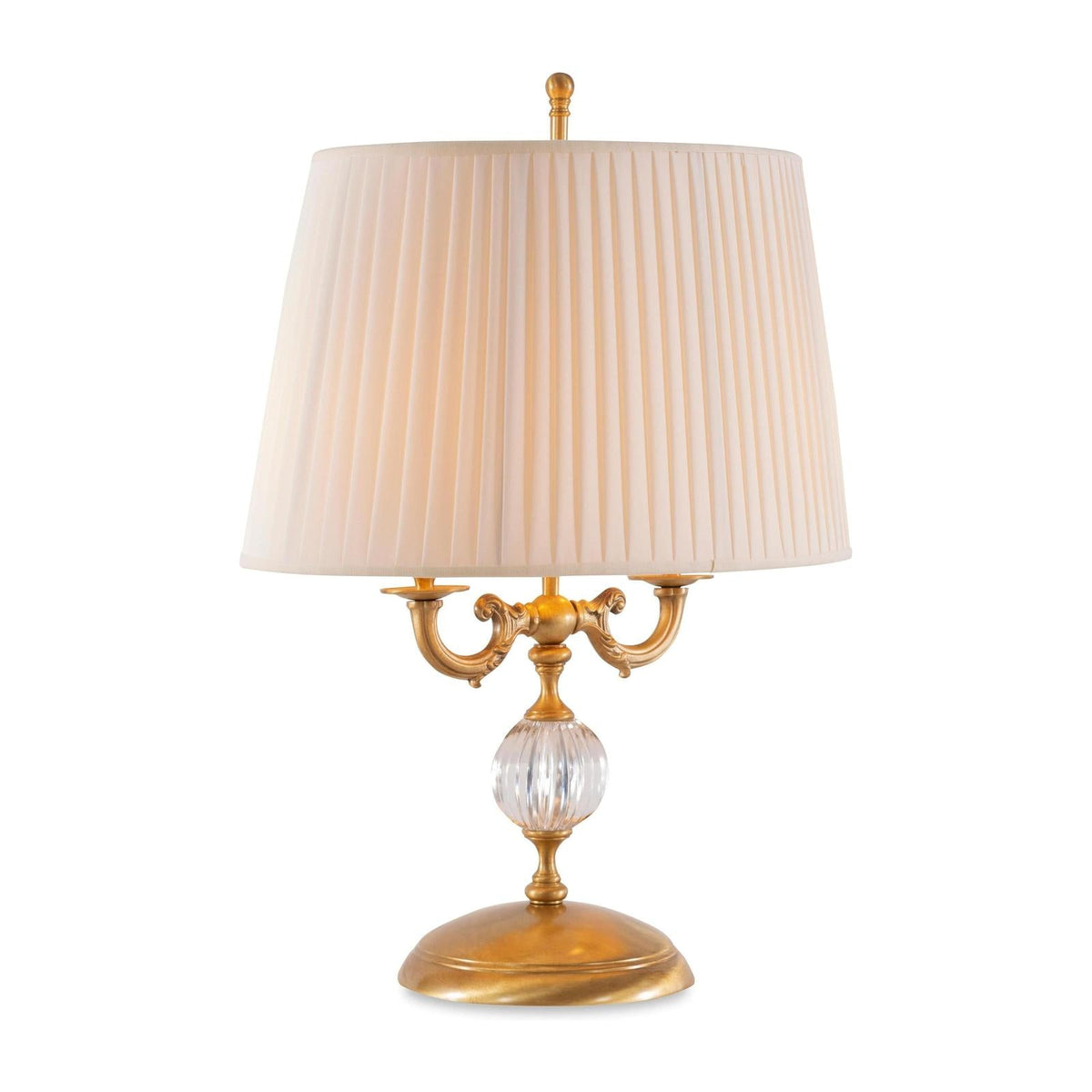 Maitland Smith Aged Brass Table Lamp W/ Crystal Insert Clearance