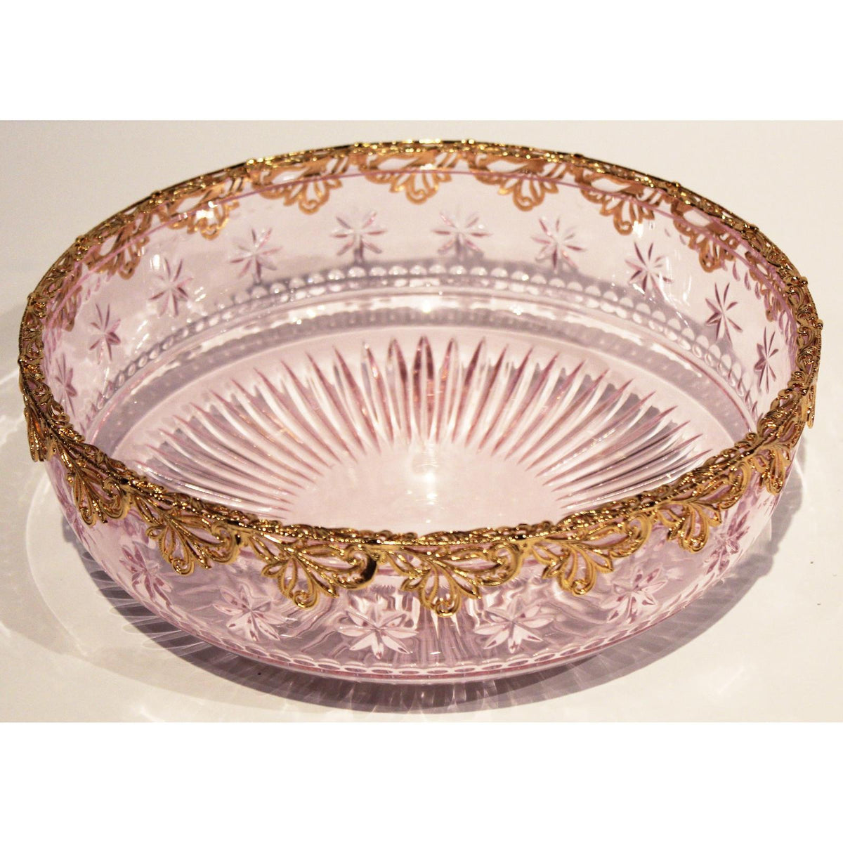 Maitland Smith Pink Carved Crystal Bowl Clearance