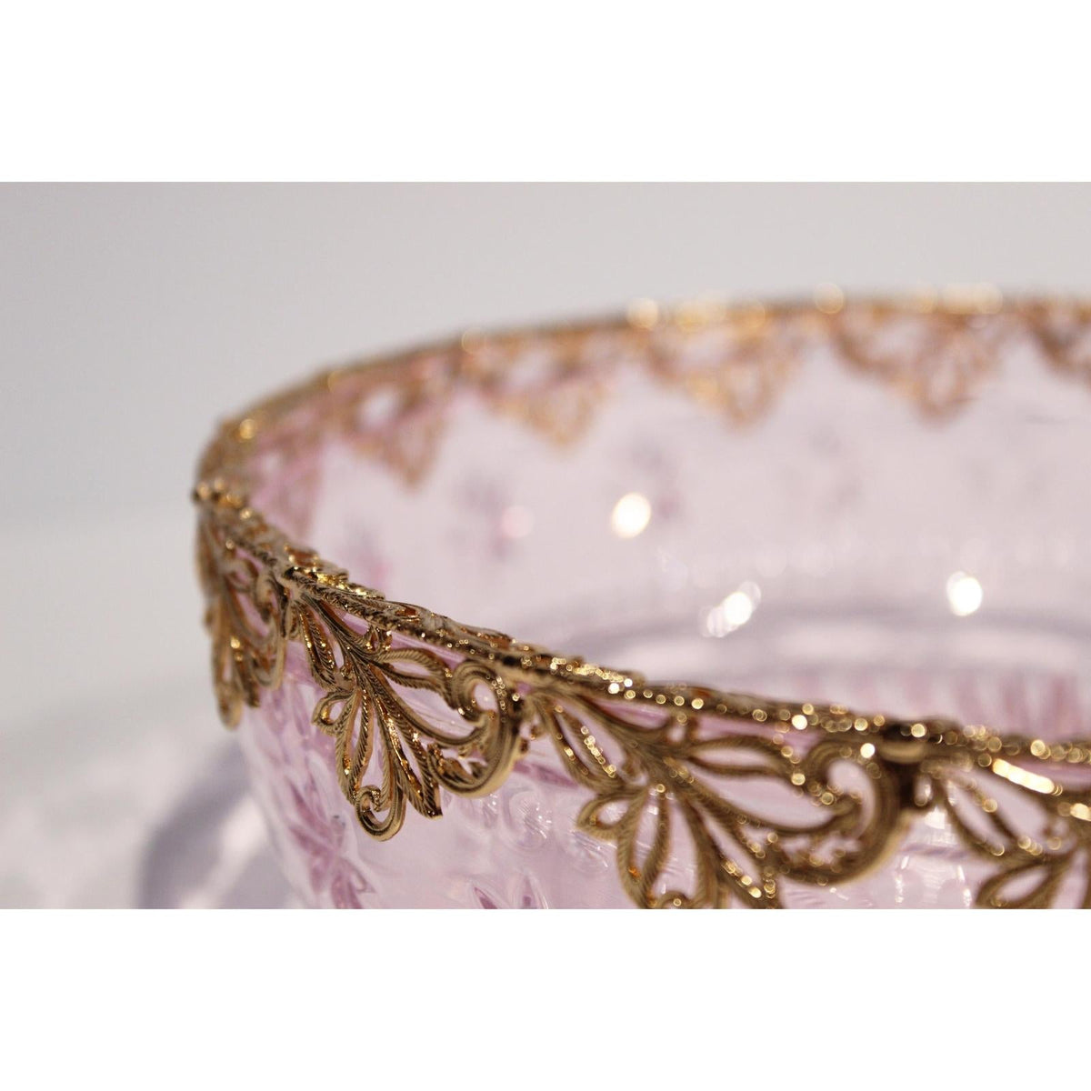 Maitland Smith Pink Carved Crystal Bowl Clearance