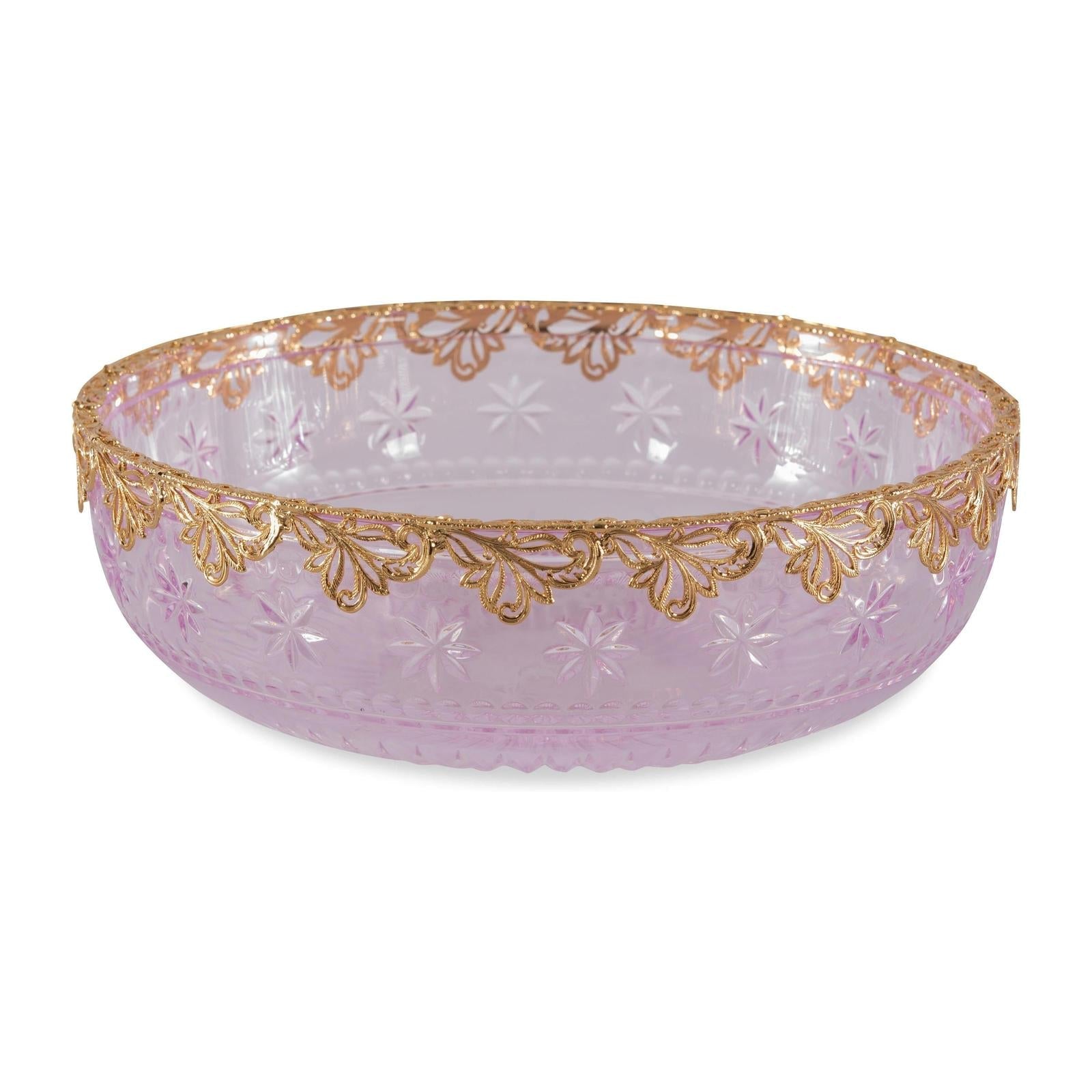 Maitland Smith Pink Carved Crystal Bowl