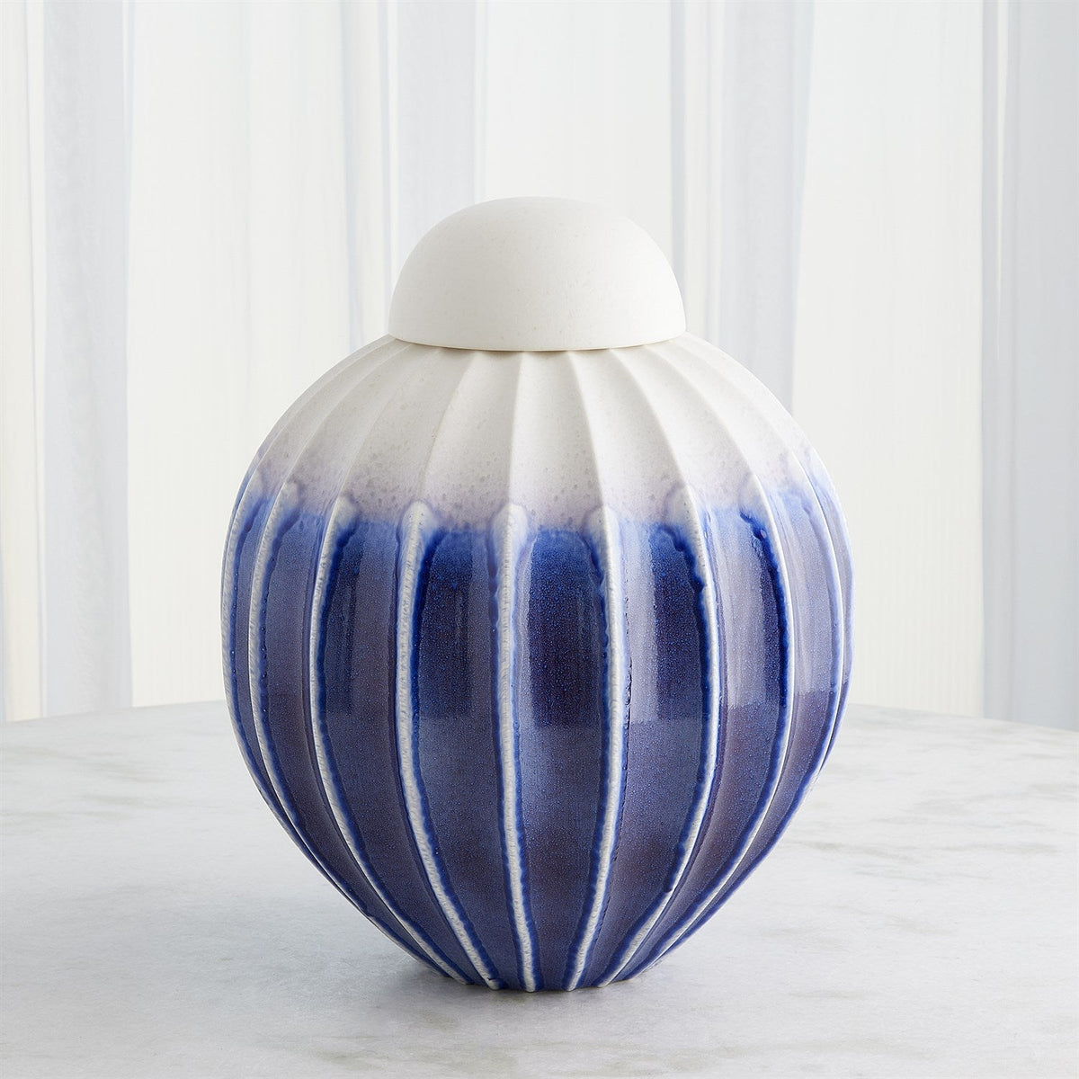 Global Views Cobalt Fluted Jar with Lid