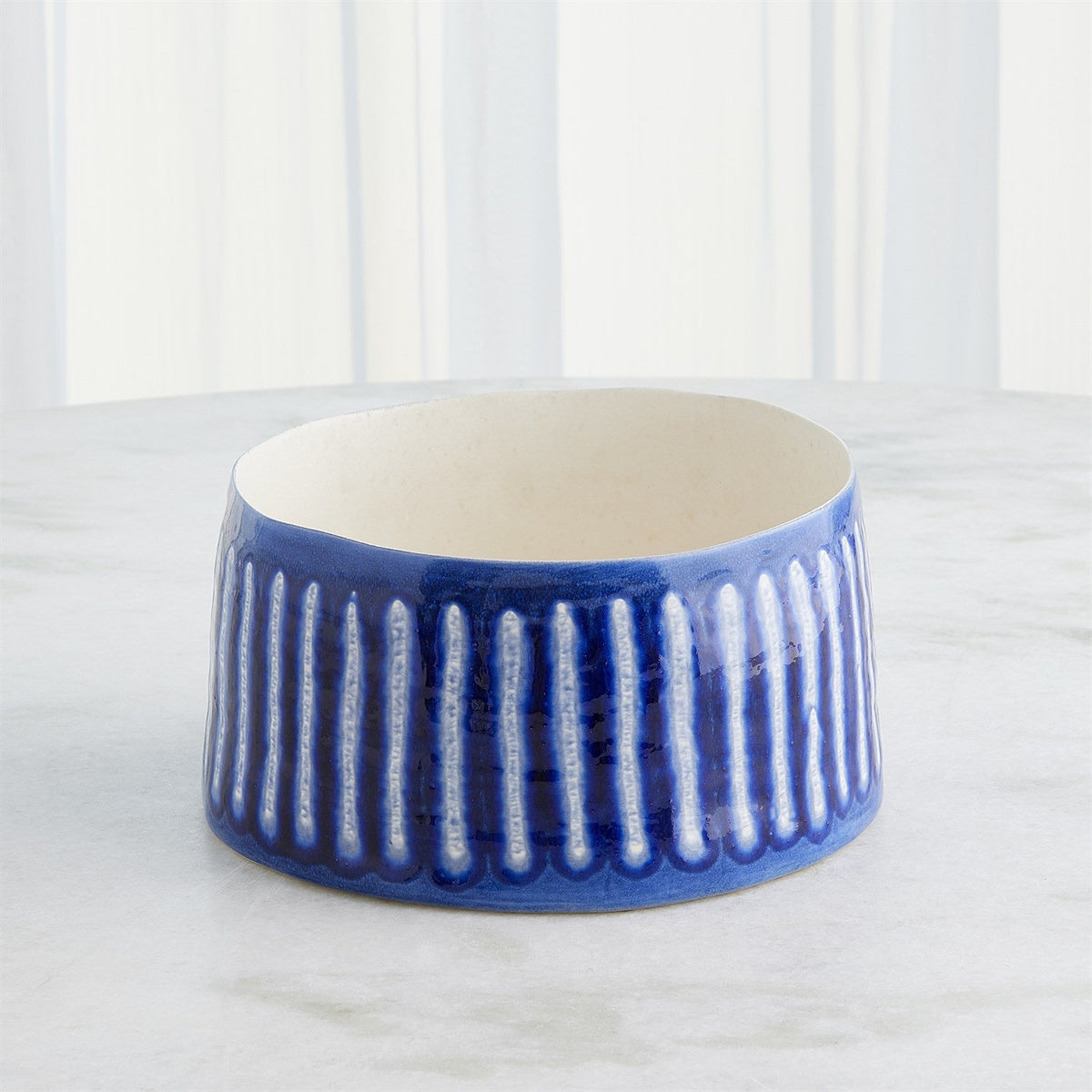 Global Views Cobalt Striped Organic Pot