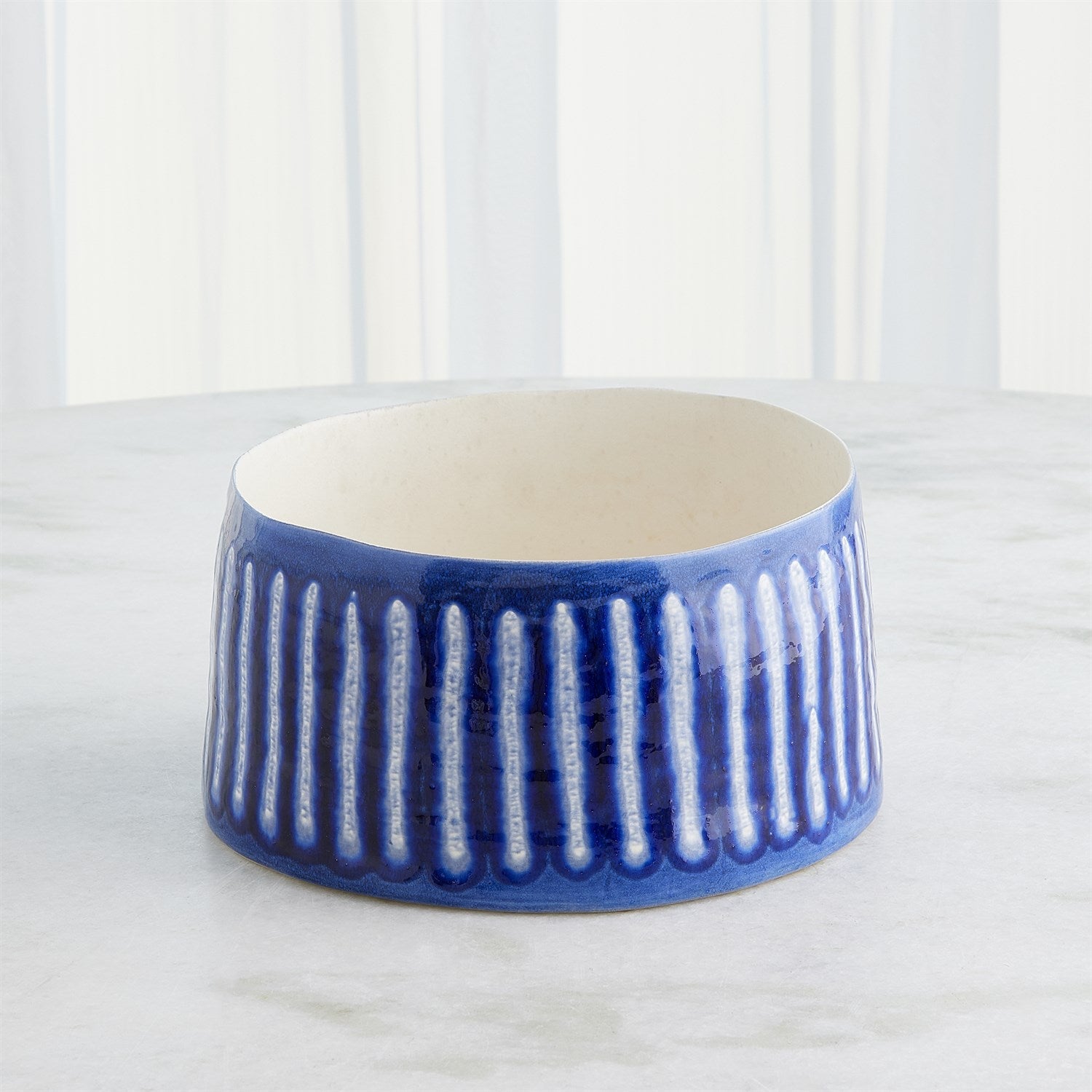 Global Views Cobalt Striped Organic Pot