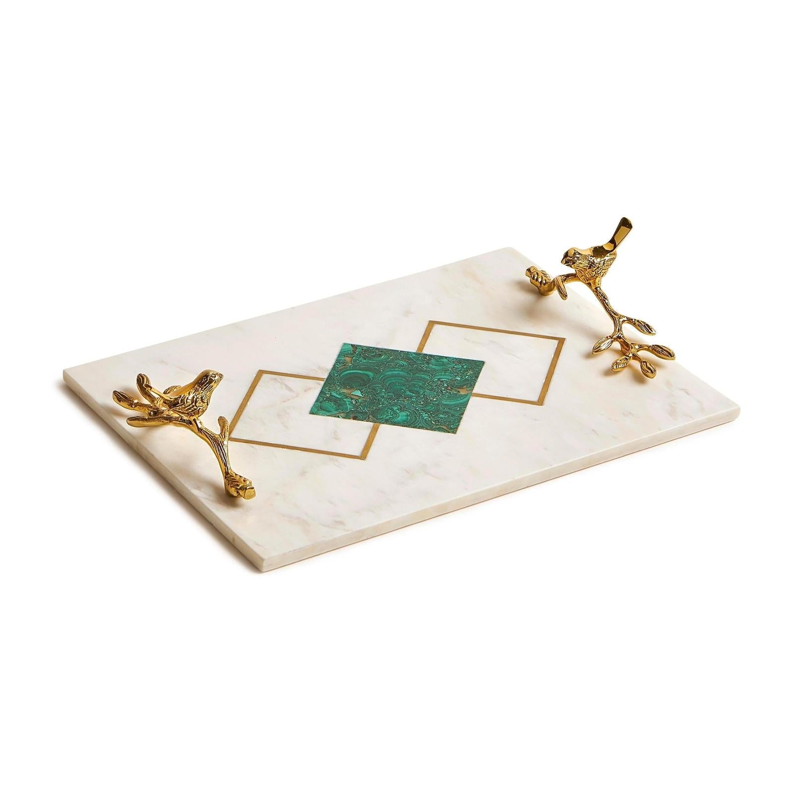 Maitland Smith Green Marble Inlay Tray Clearance