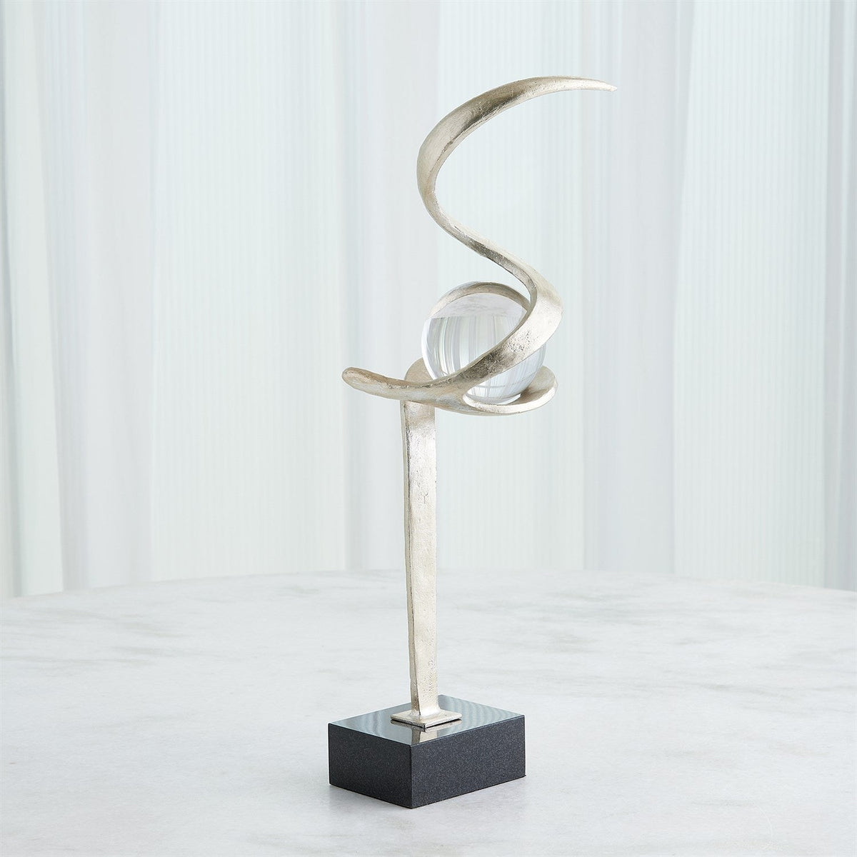 Global Views Silver Leaf Captured Sphere Sculpture