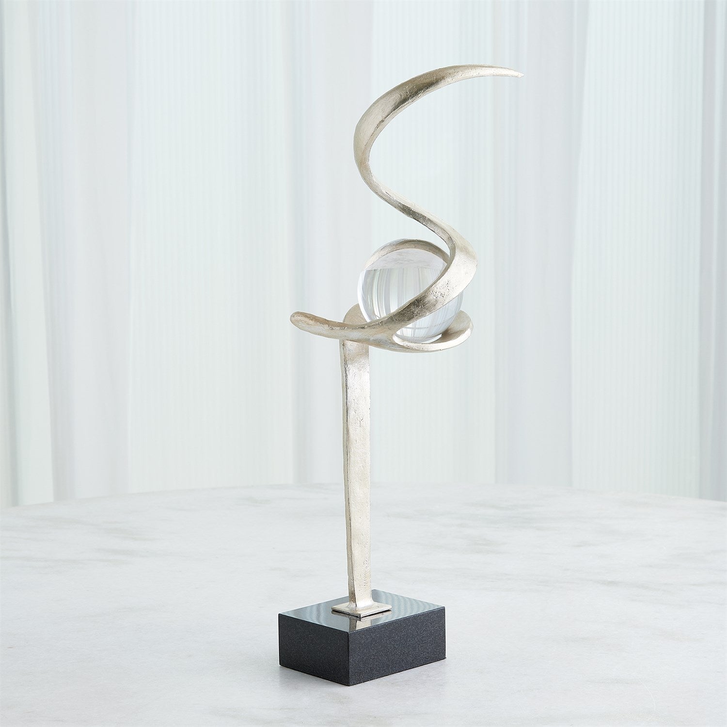 Global Views Silver Leaf Captured Sphere Sculpture