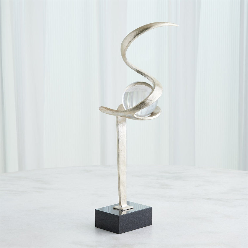 Global Views Silver Leaf Captured Sphere Sculpture