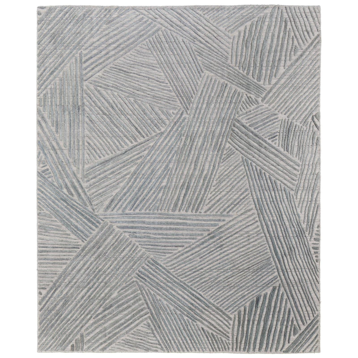Feizy Elias 69FYF Modern Abstract Rug in Green/Ivory/Tan