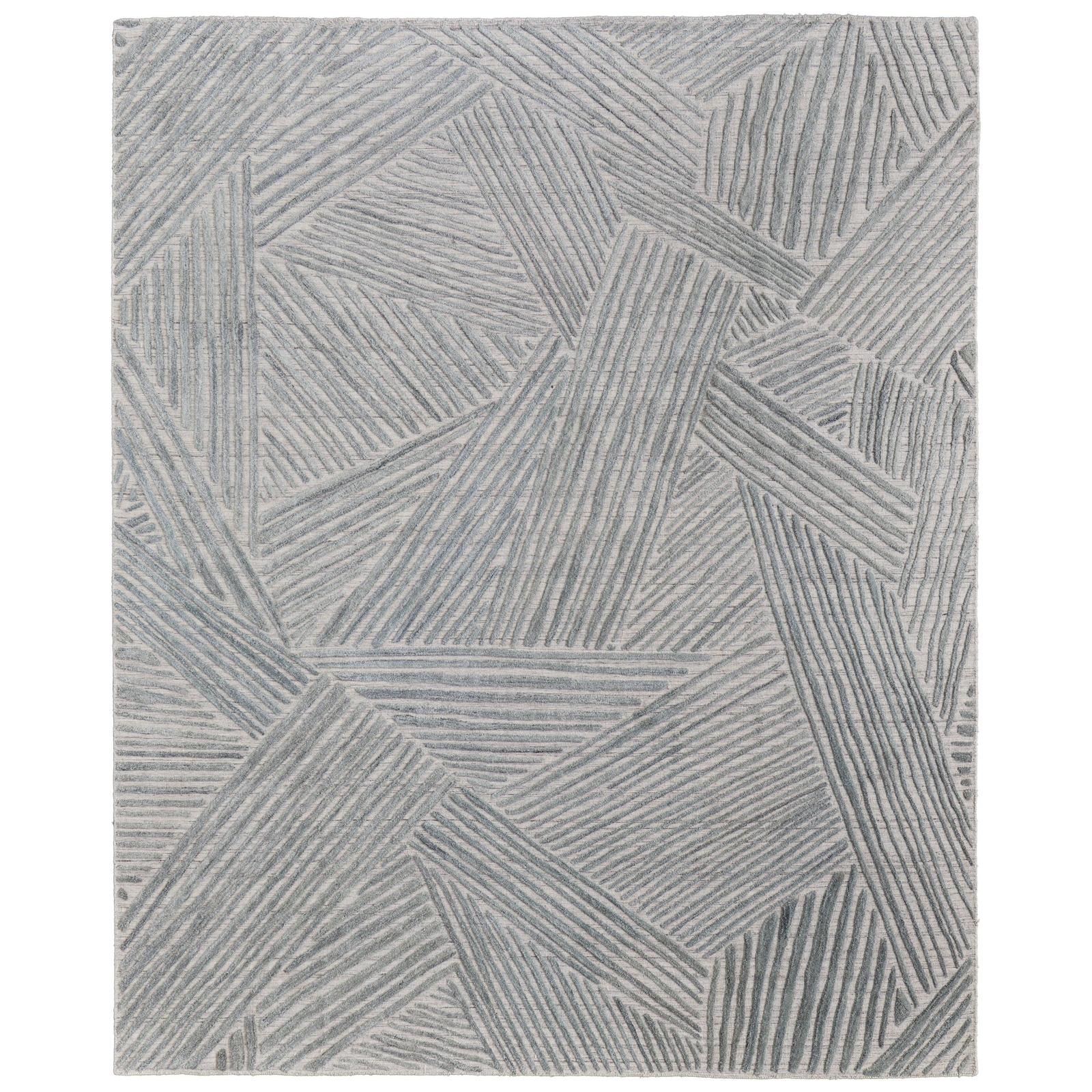 Feizy Elias 69FYF Modern Abstract Rug in Green/Ivory/Tan