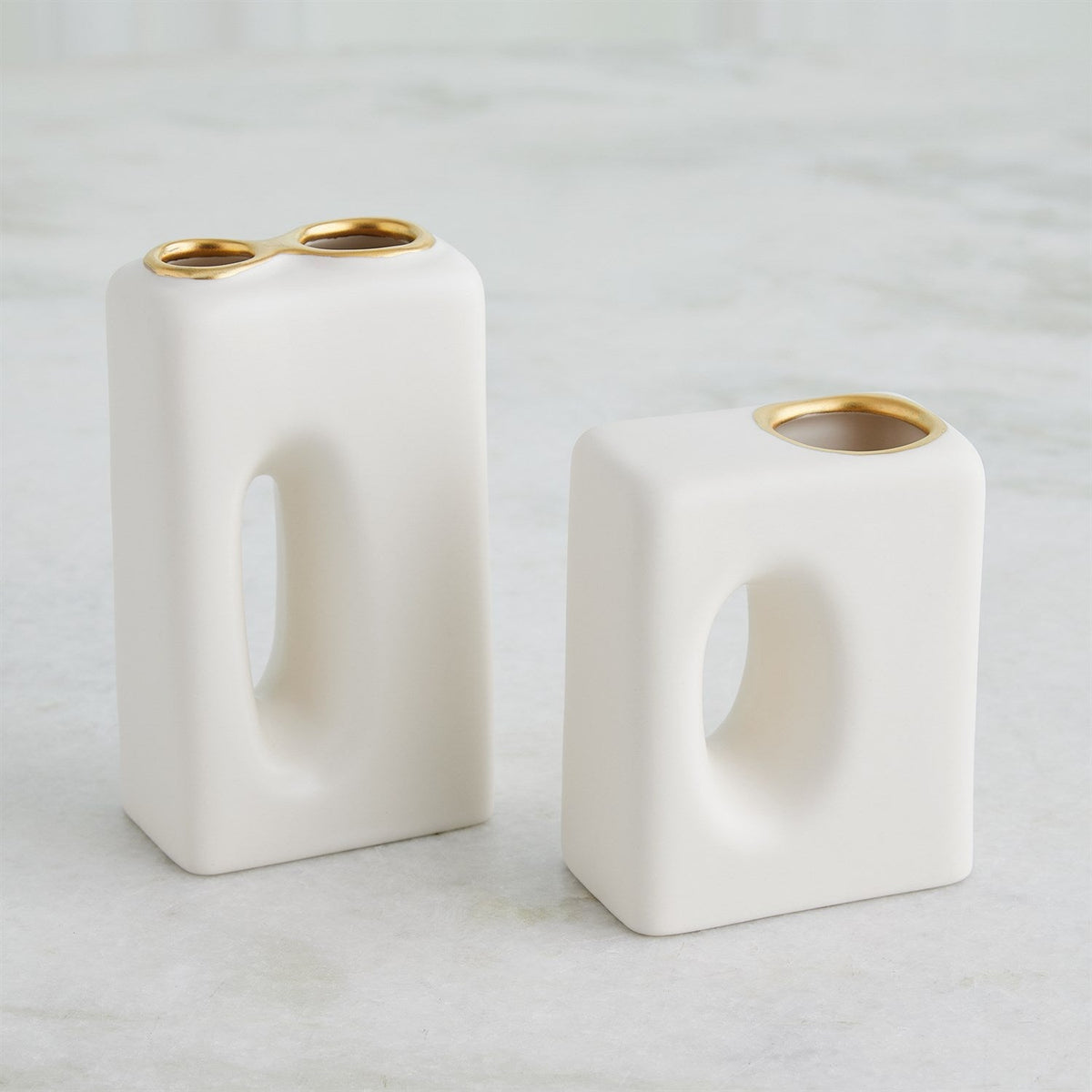 Global Views Matte White Gold Rim Oh Yes Vase