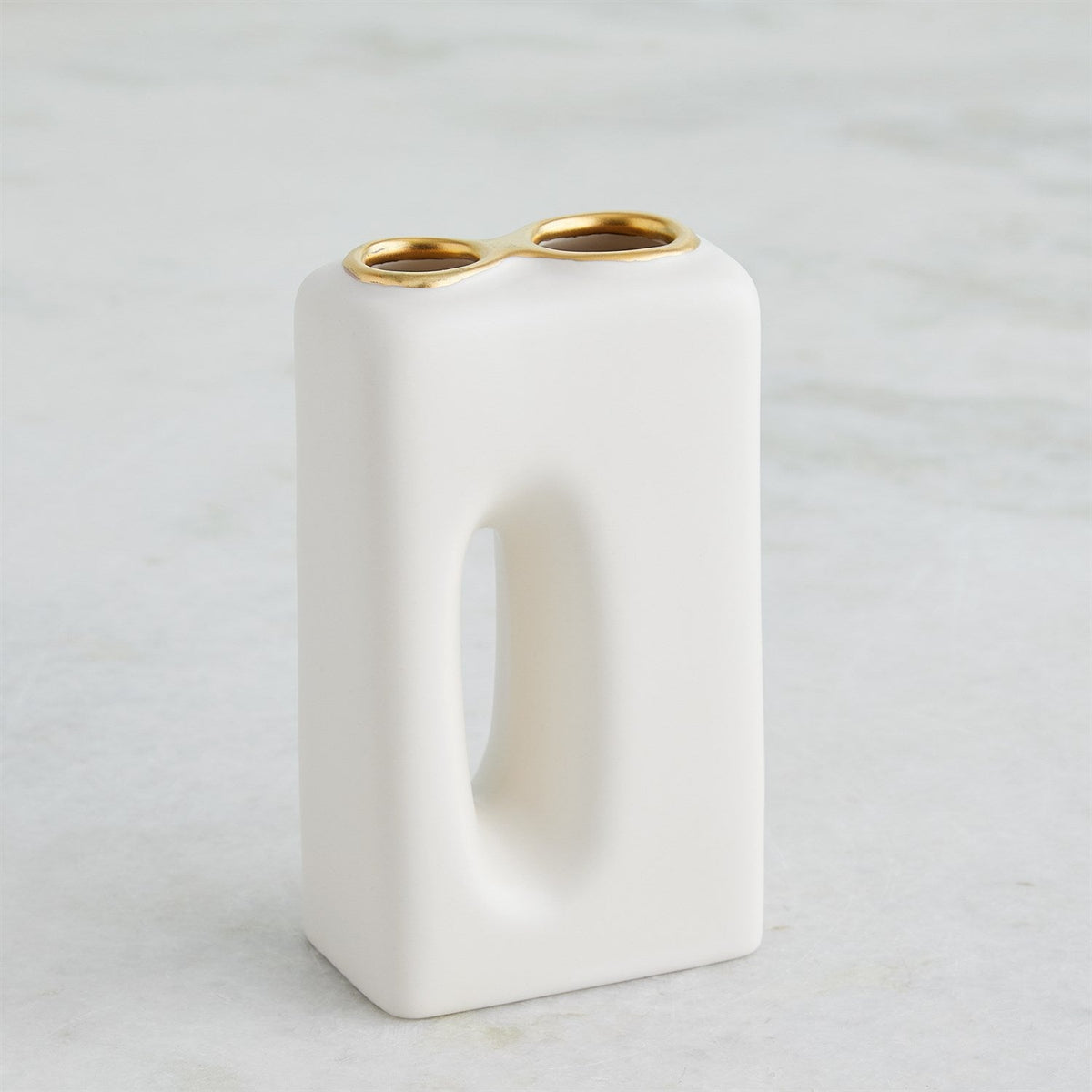 Global Views Matte White Gold Rim Oh Yes Vase