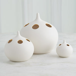 Global Views Matte White Gold Rim Oh No Vase Clearance