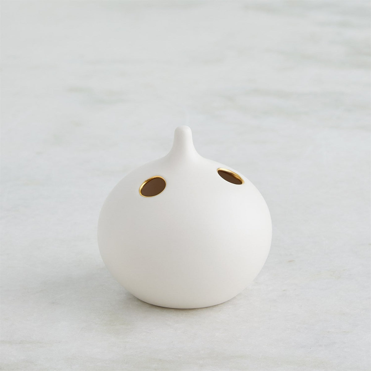 Global Views Matte White Gold Rim Oh No Vase
