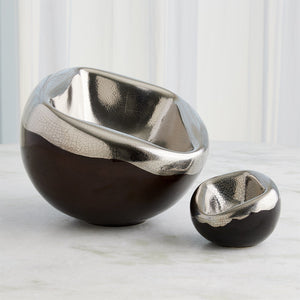 Global Views Platinum Crackle Squished Bowl