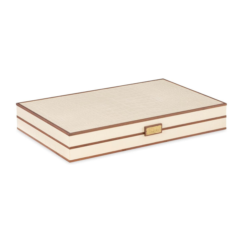 Maitland Smith Cream Leather Game Board