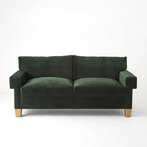 Global Views Green Velvet Square Arm Sofa Clearance