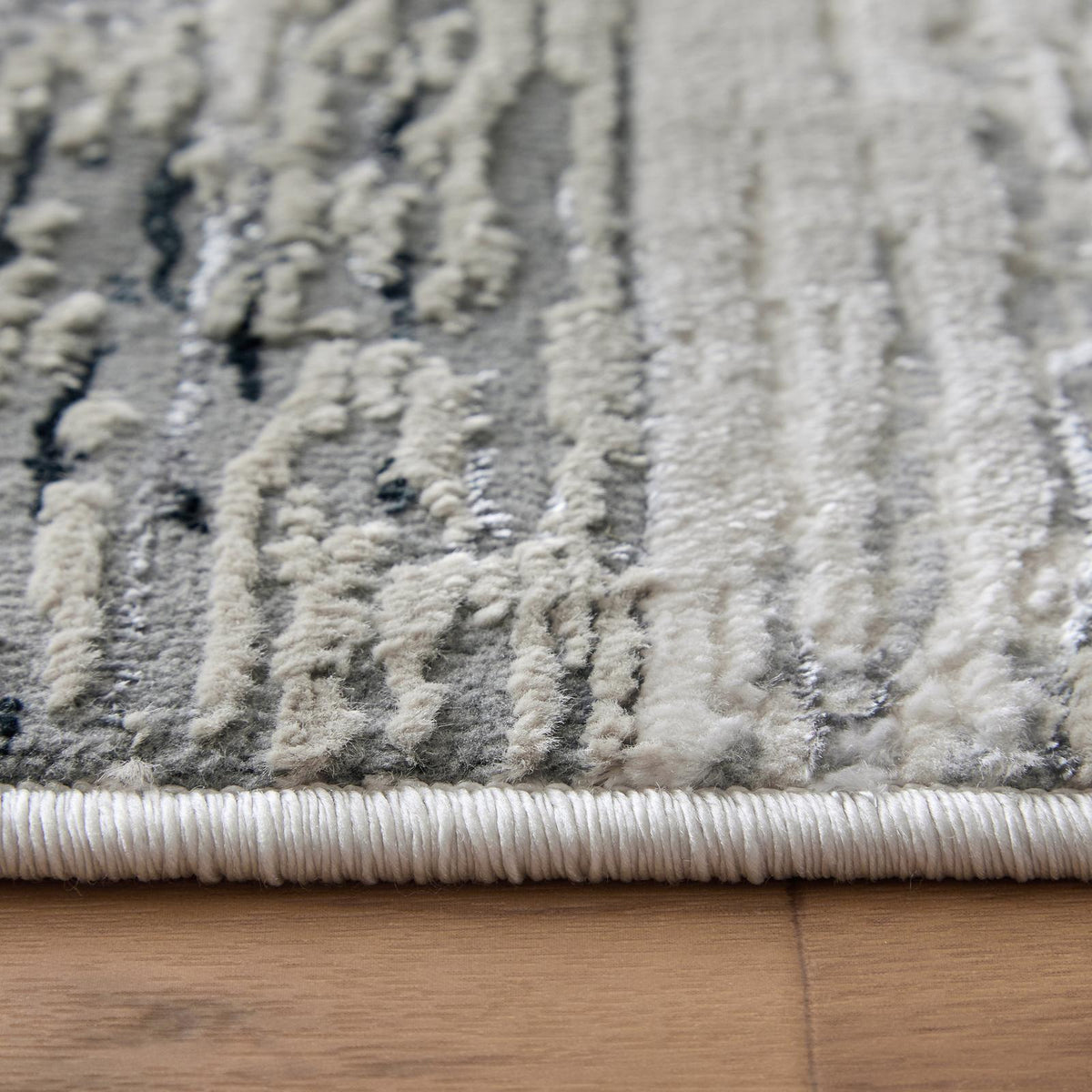 Feizy Micah 3338F Modern Abstract Rug in Black/Silver/Gray