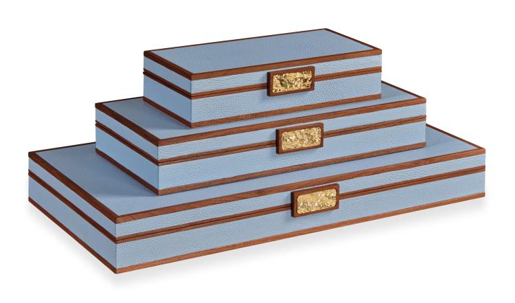Maitland Smith Light Blue Stacking Boxes