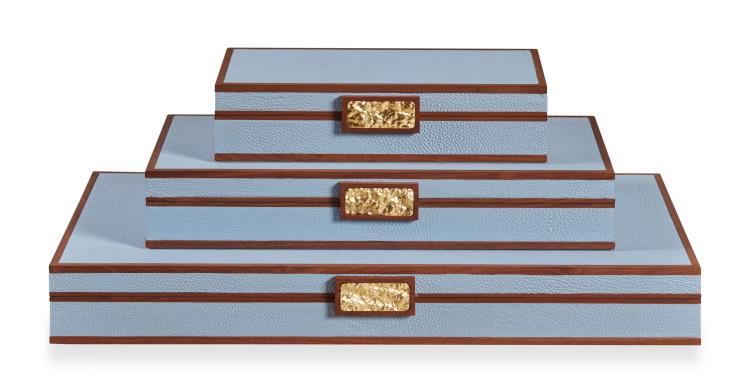 Maitland Smith Light Blue Stacking Boxes