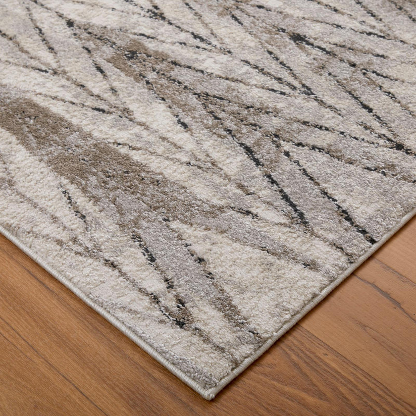 Feizy Vancouver 39NTF Modern Geometric Rug in Ivory/Tan/Brown