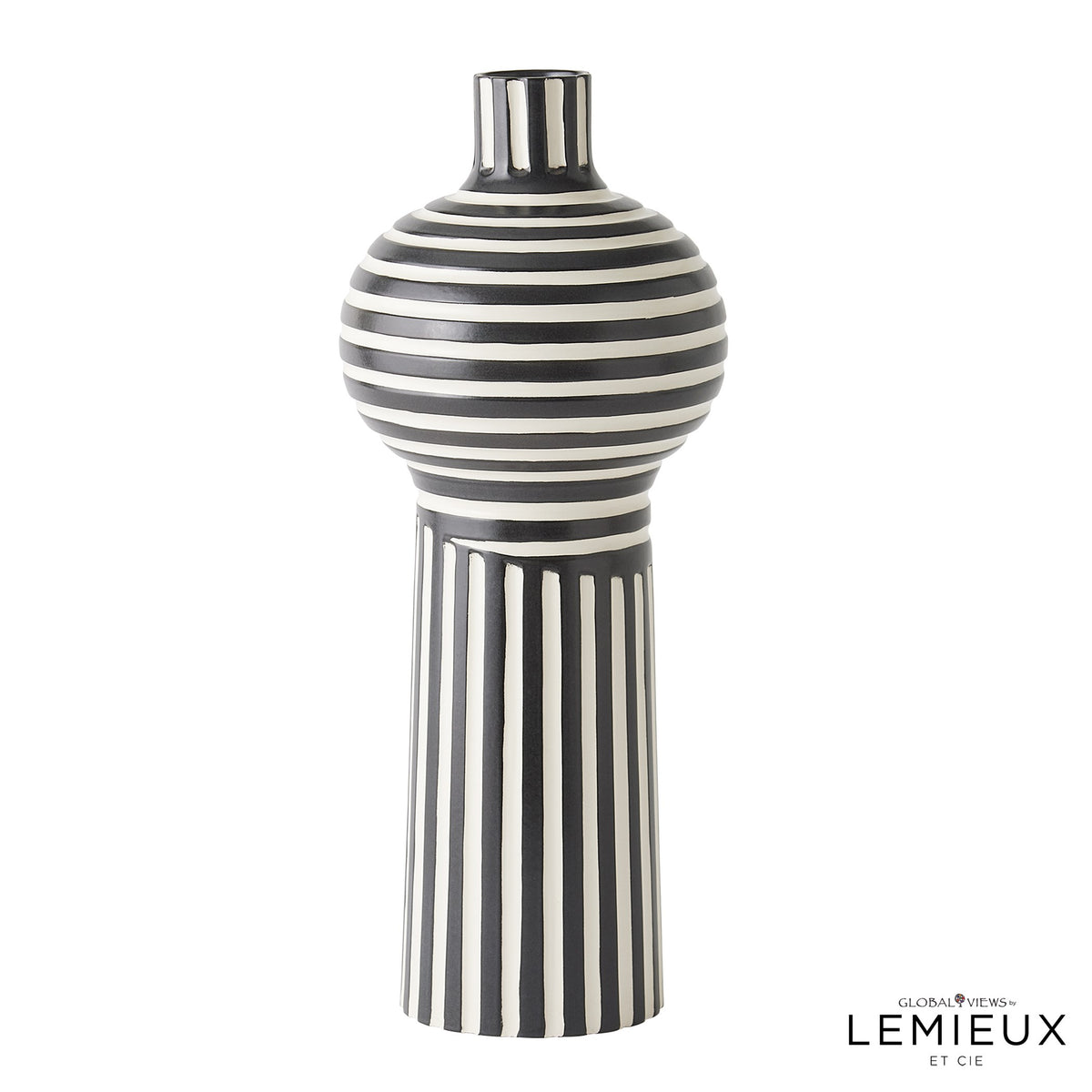 Global Views Black White Colbert Vase