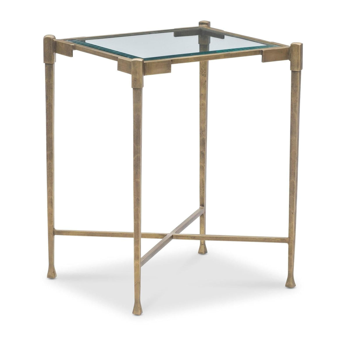Maitland Smith Iron Side Table With Glass Top