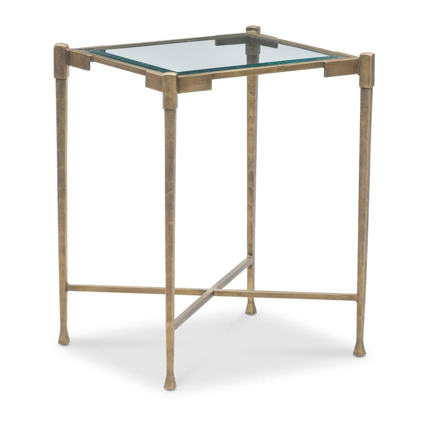 Maitland Smith Iron Side Table With Glass Top