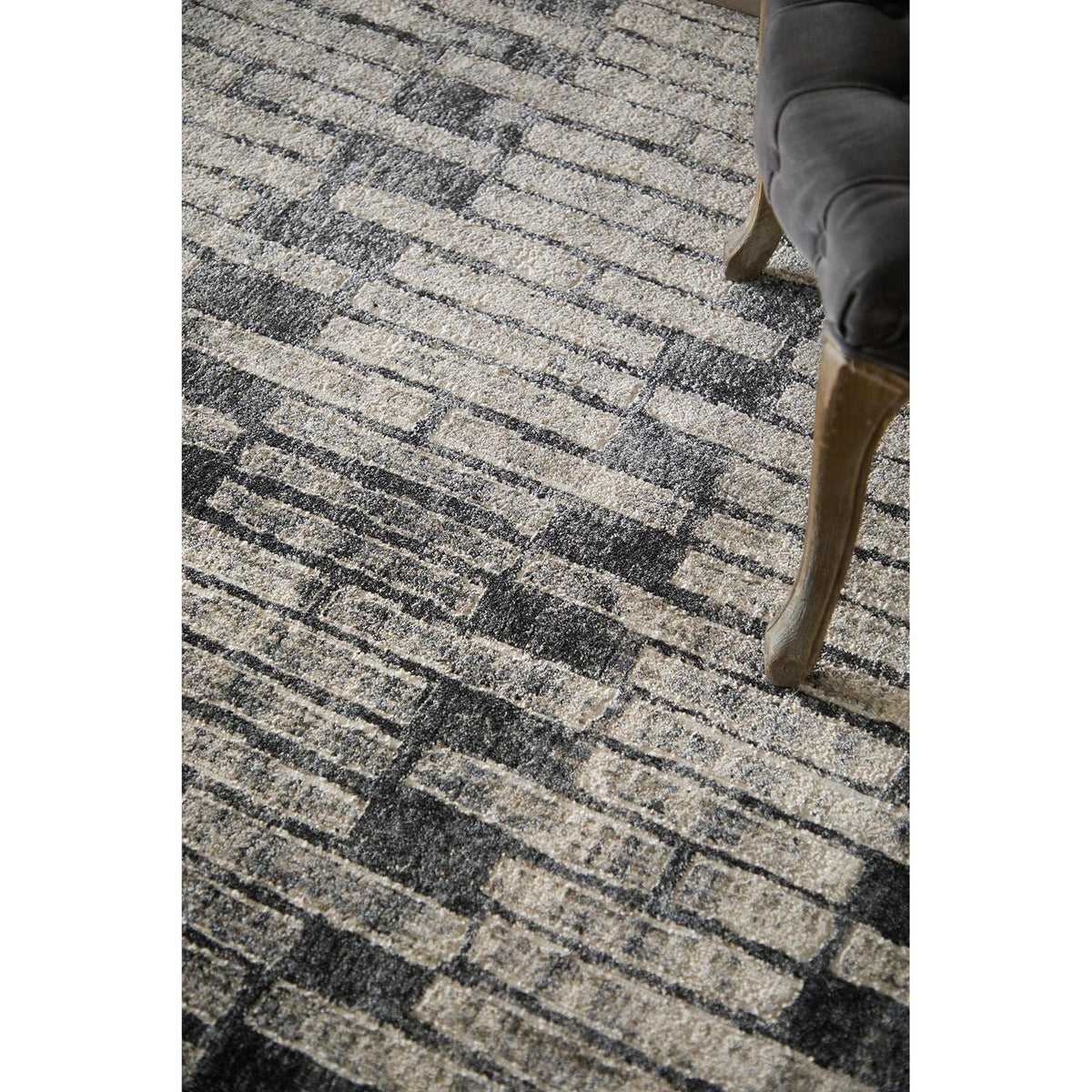 Feizy Kano 39LKF Transitional Geometric Rug in Gray/Black/Ivory
