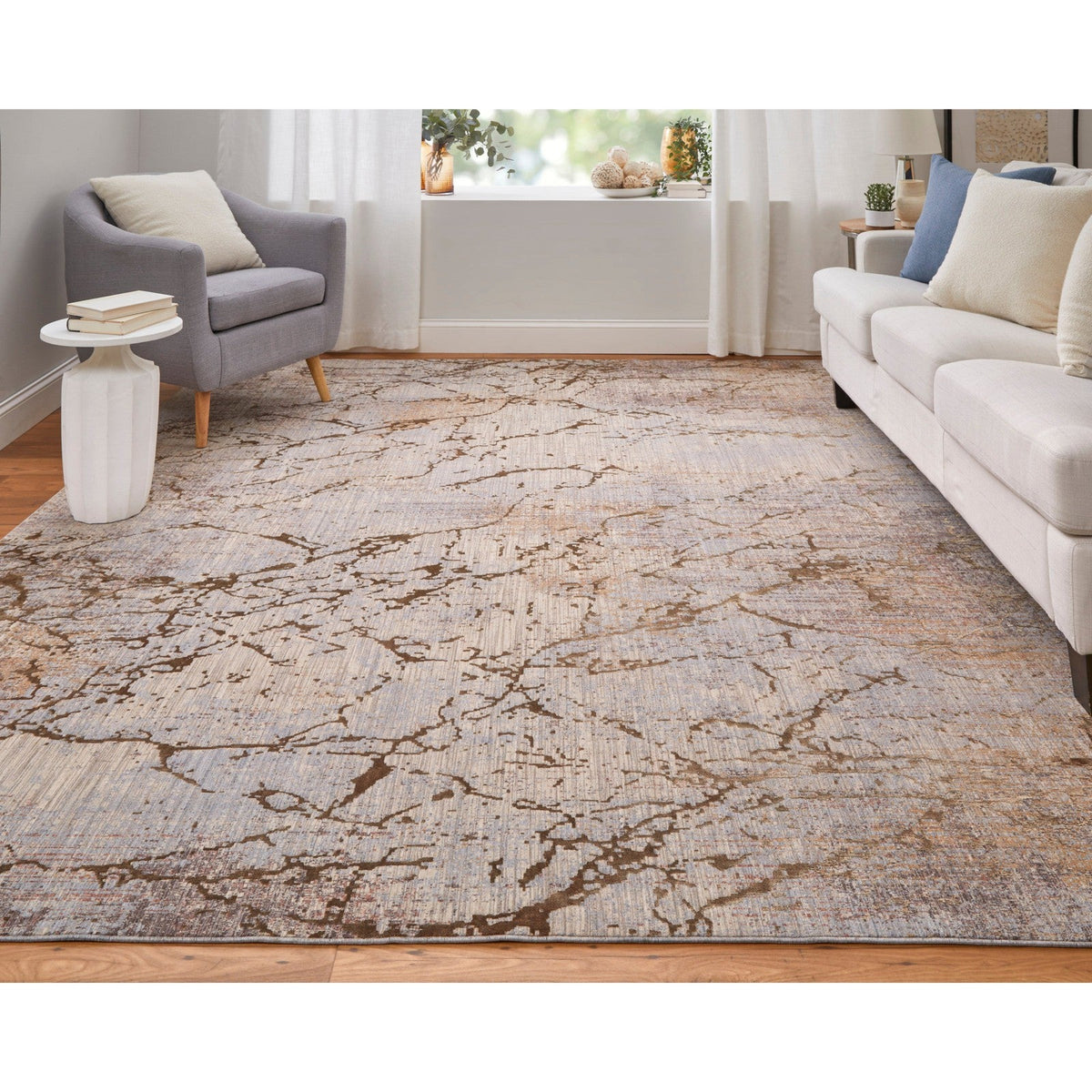 Feizy Pryor 39NEF Modern Abstract in Brown/Taupe/Tan