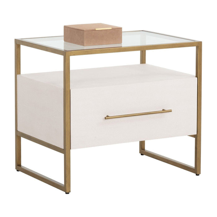 Sunpan Venice Nightstand - Oyster Shagreen