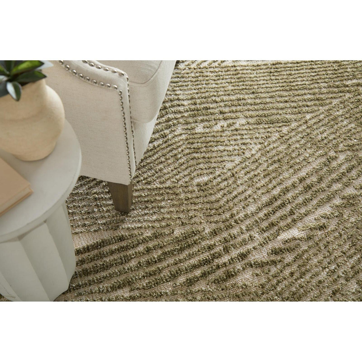 Feizy Colton 8A53F Modern Abstract Rug in Green/Tan