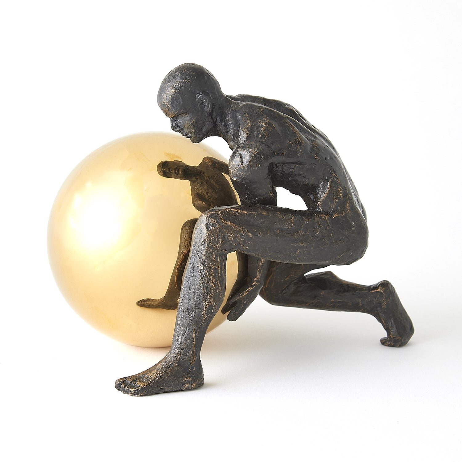 Global Views Boulder Man Bronze w/Brass Sphere