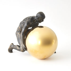 Global Views Boulder Man Bronze w/Brass Sphere
