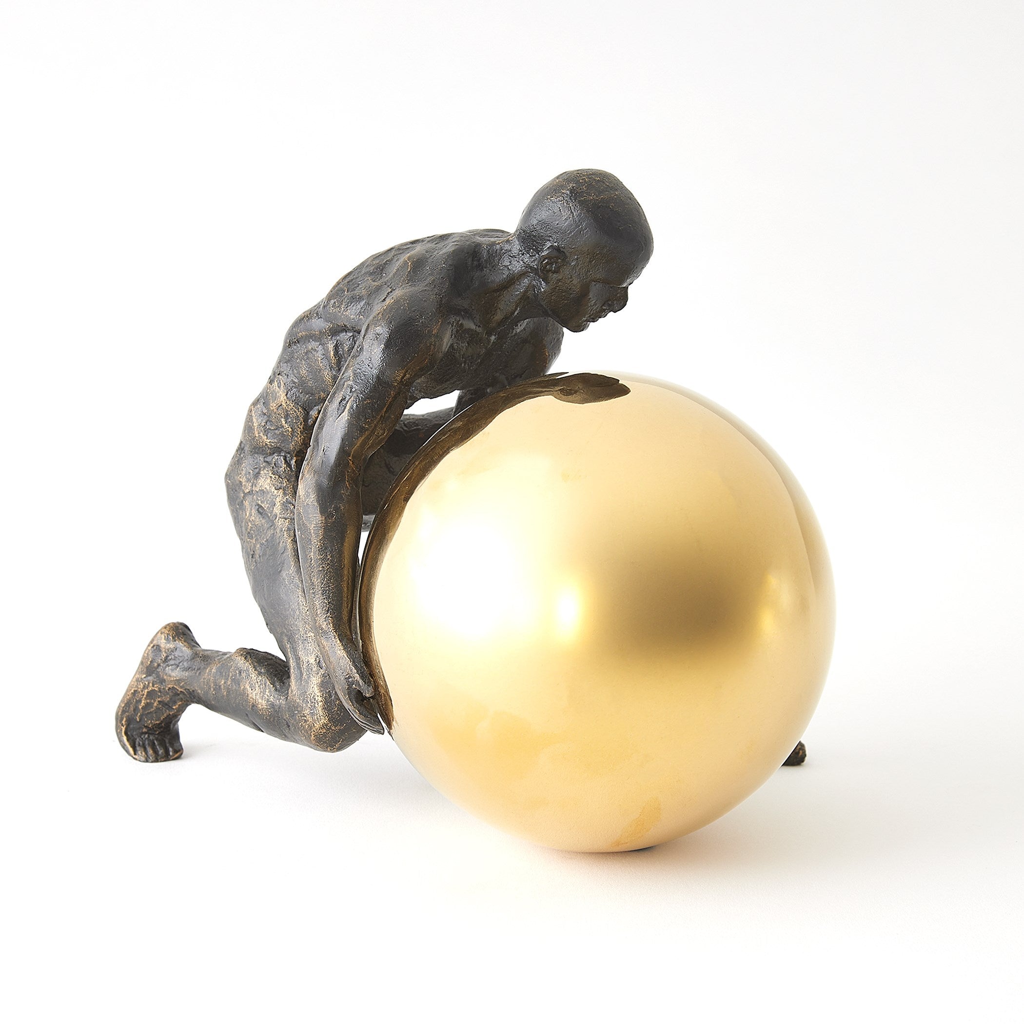 Global Views Boulder Man Bronze w/Brass Sphere